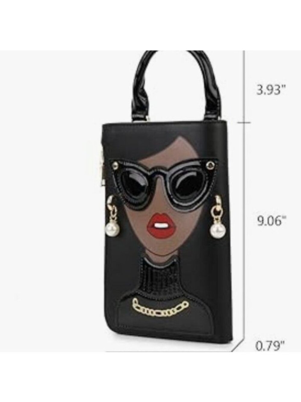 Women Novelty Lady Face Shoulder Bags Funky PU Leather Top Handle Satchel